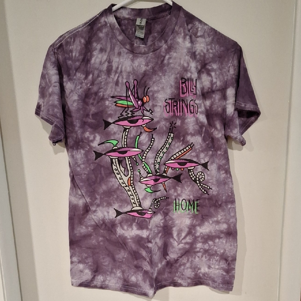 Purple and Pink Short Sleeve Tee with Graphic Design